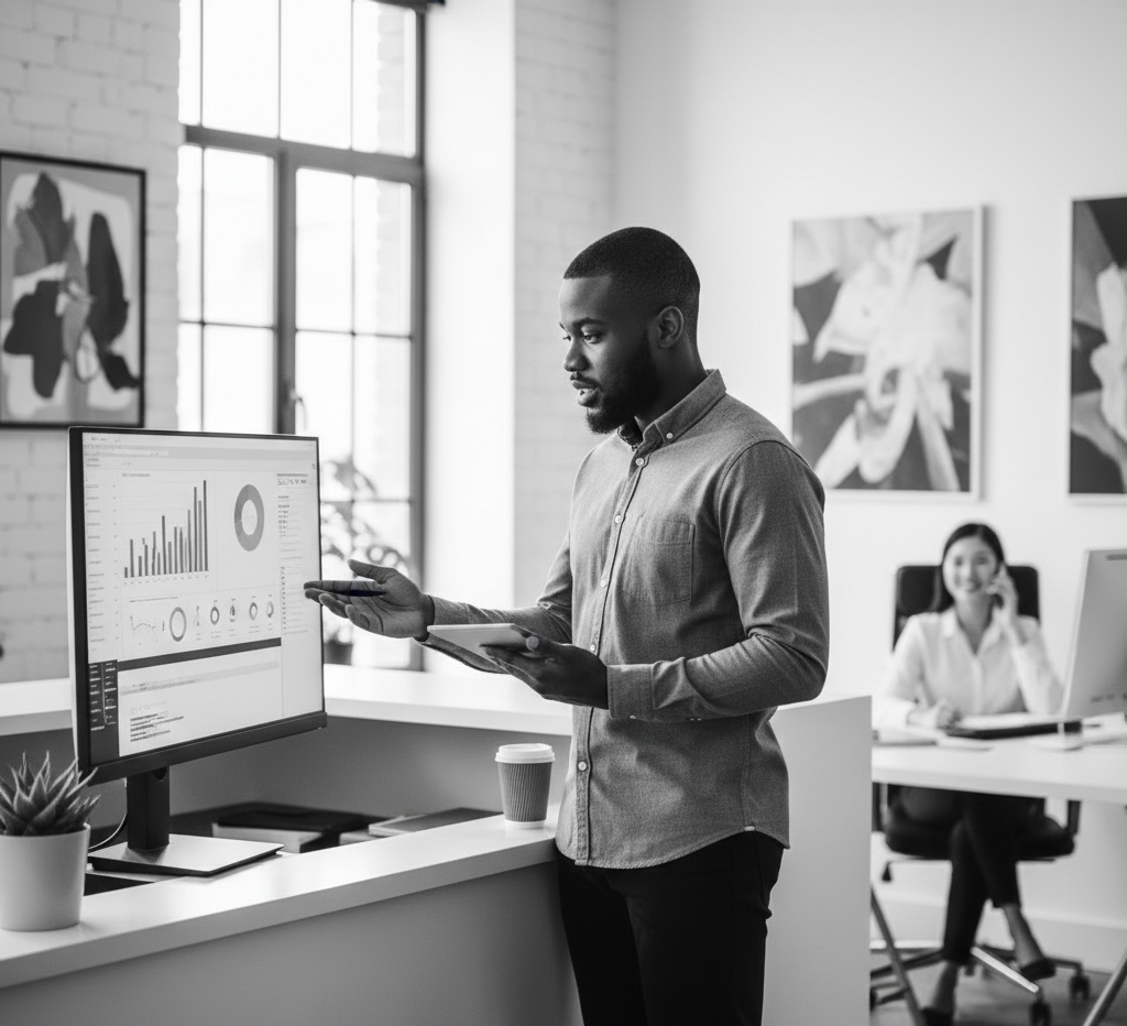 Professionnel analysant des donnees